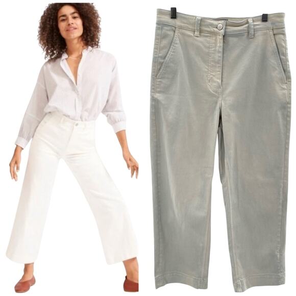 Everlane Wide Leg High Waisted Cropped Casual Quality Denim Jeans Size 8 Boho - Picture 5 of 16